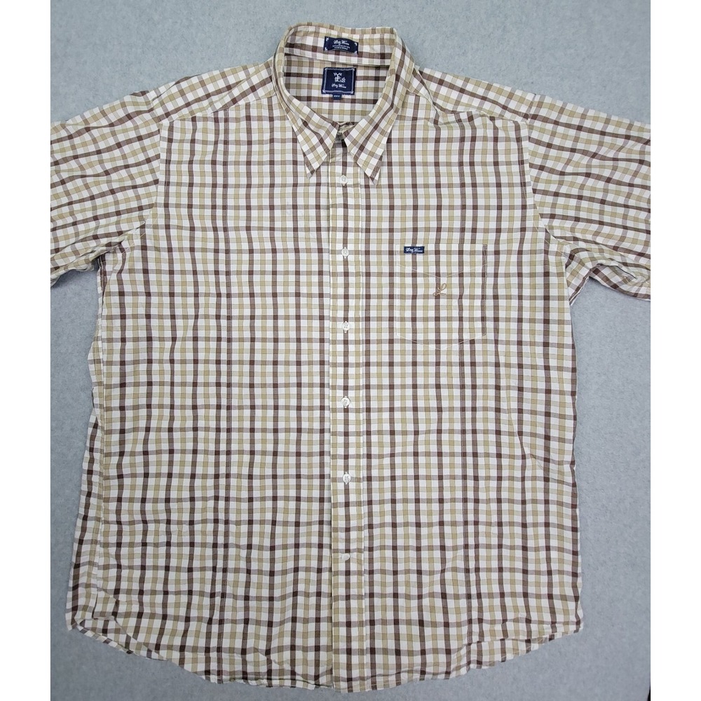 Lrg Wovens  Button Up Shirt 3XL Mens Beige Checkered Casual Long Sleeve P17380